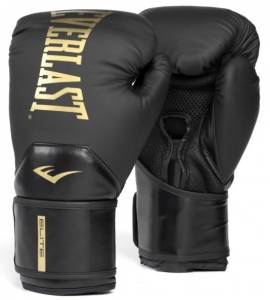 Рукавиці боксерські Everlast ELITE 2 BOXING GLOVES чорний, золотий Уні 16 унцій