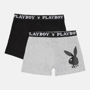 Труси-боксери Набір з 2 Playboy ANNYA PLAYBOY BOXERSHORT чорний, сірий Чол L