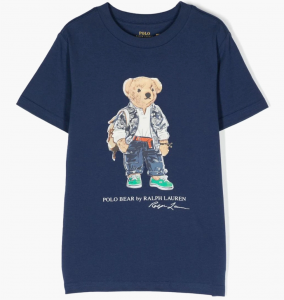 Футболка Ralph Lauren Kids Bear-motif cotton T-shirt BLUE